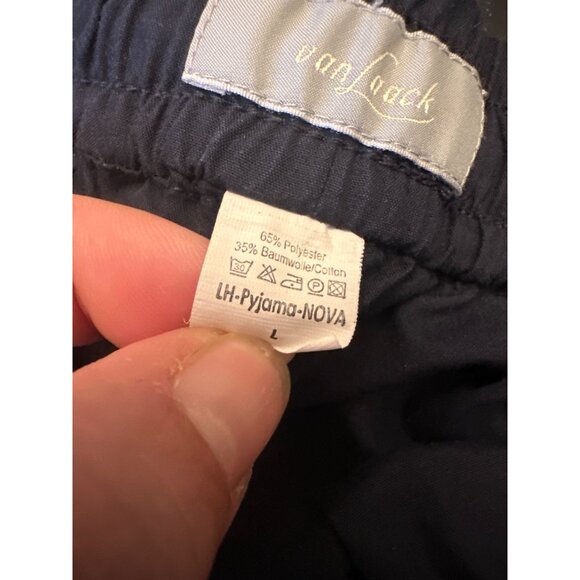 Van Laack Mens Pajama Pants L Navy Blue Cotton Blend Elastic Drawstring Waist - Picture 3 of 4